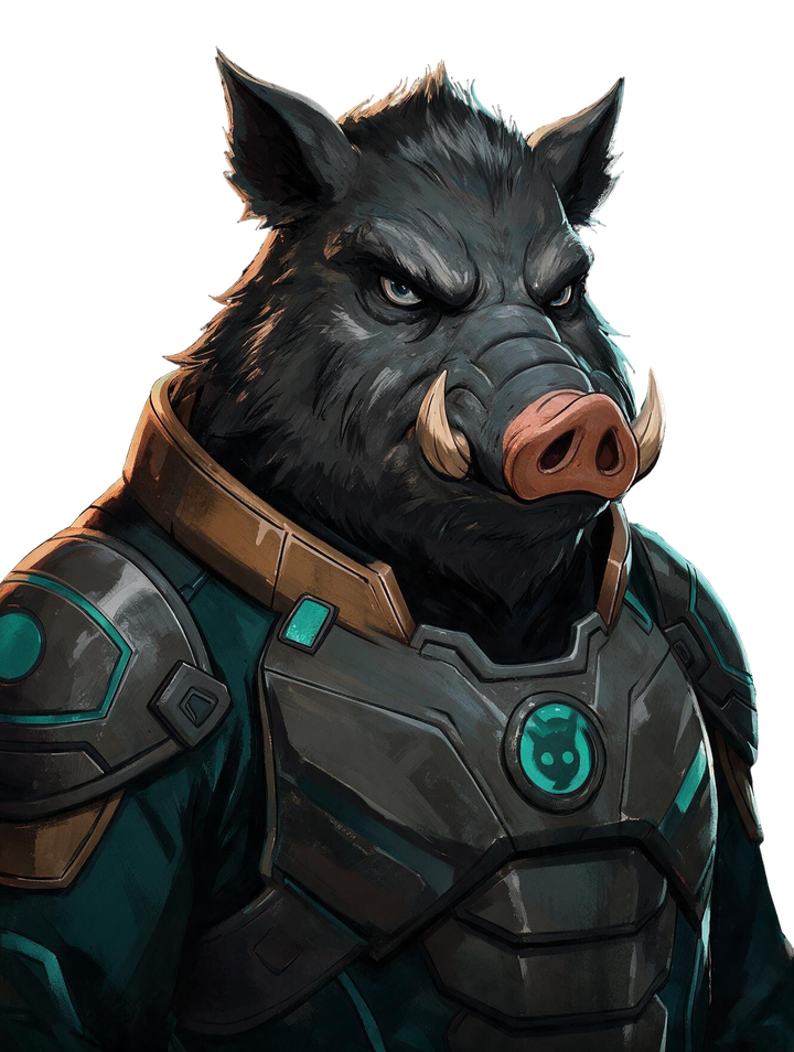Durn, a boar in armour.